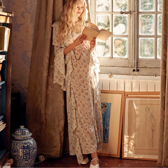 Spell & The Gypsy Ethereal Bohemian Witchy Fleur Frill Bias Maxi Dress Large - Picture 7 of 17